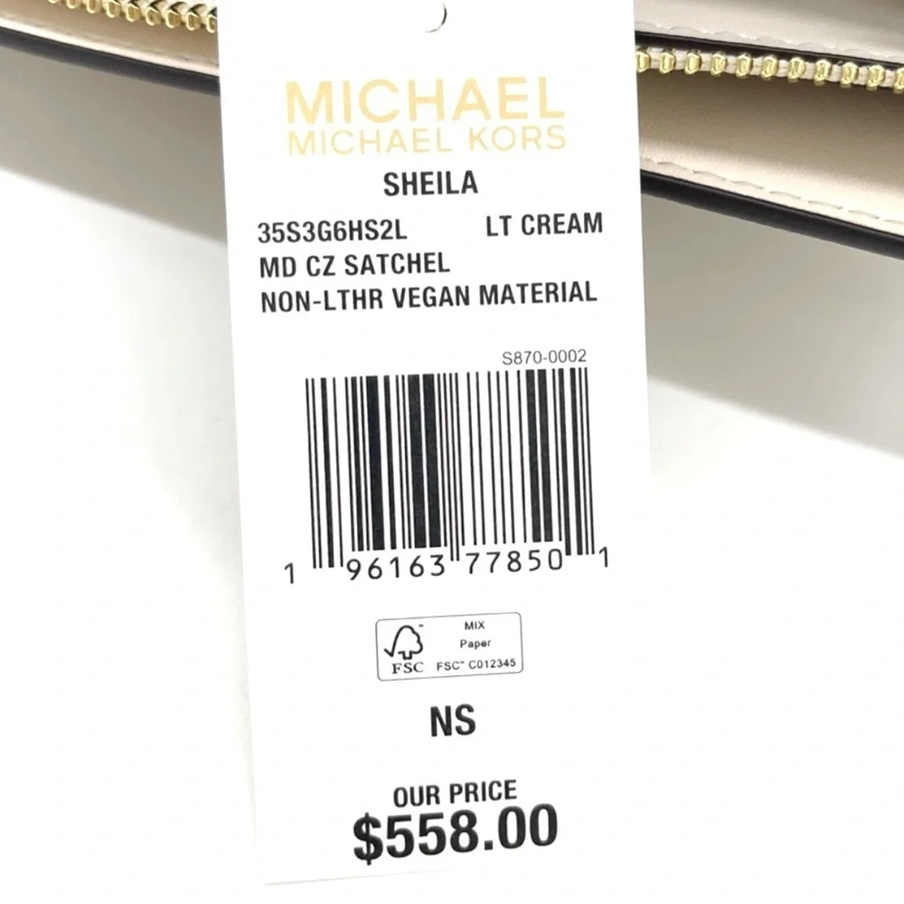 Michael Kors Sheila Medium Satchel Crossbody Bag Light Cream